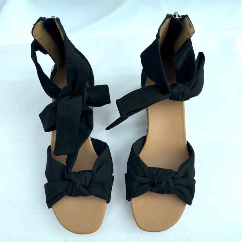 UGG Yarrow Black Canvas Espadrille Wedge Sandals UK5 EU38 Zip Back S/N1119992 - Image 3