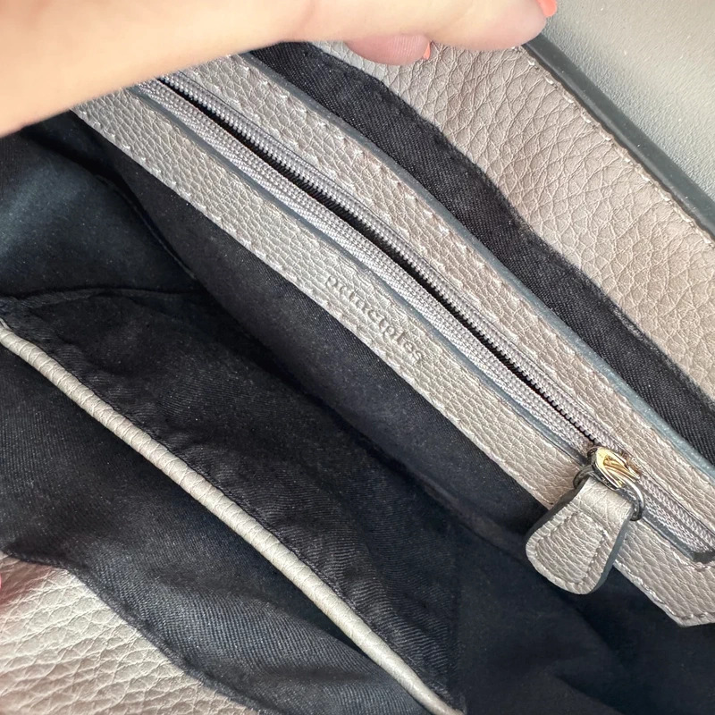 Principles Debenhams Grey Saddle Crossbody Bag Faux Leather Gold-Tone Hardware - Image 9