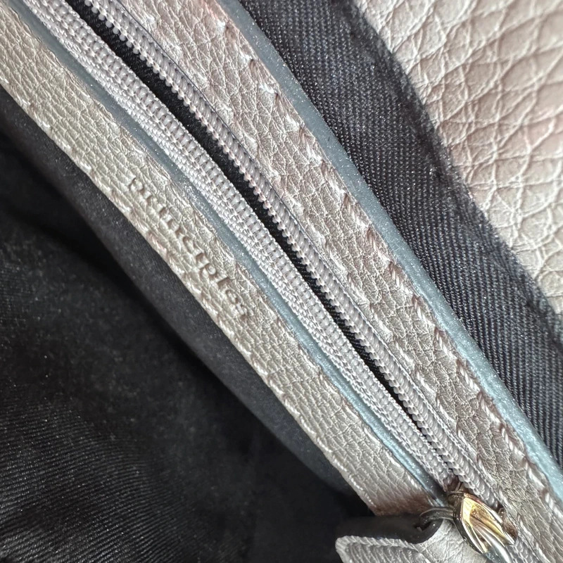 Principles Debenhams Grey Saddle Crossbody Bag Faux Leather Gold-Tone Hardware - Image 10
