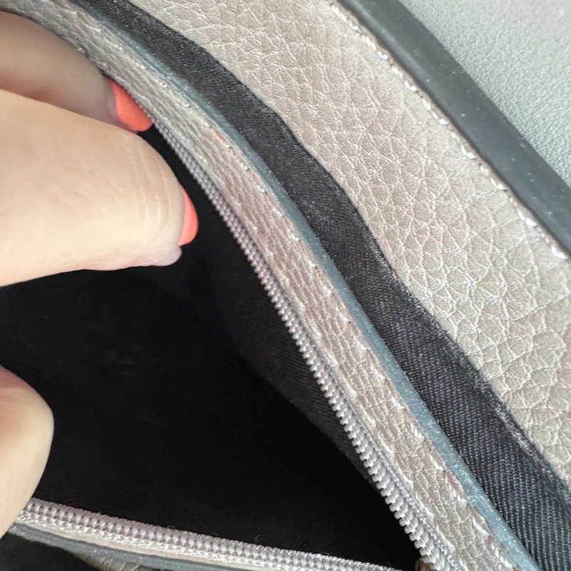 Principles Debenhams Grey Saddle Crossbody Bag Faux Leather Gold-Tone Hardware - Image 11