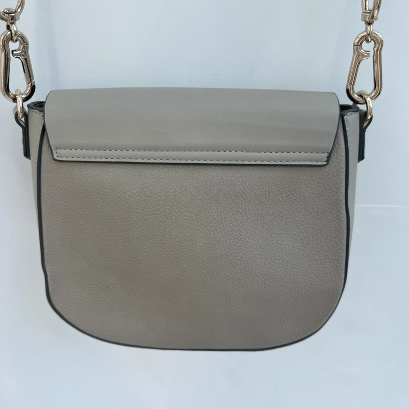 Principles Debenhams Grey Saddle Crossbody Bag Faux Leather Gold-Tone Hardware - Image 14