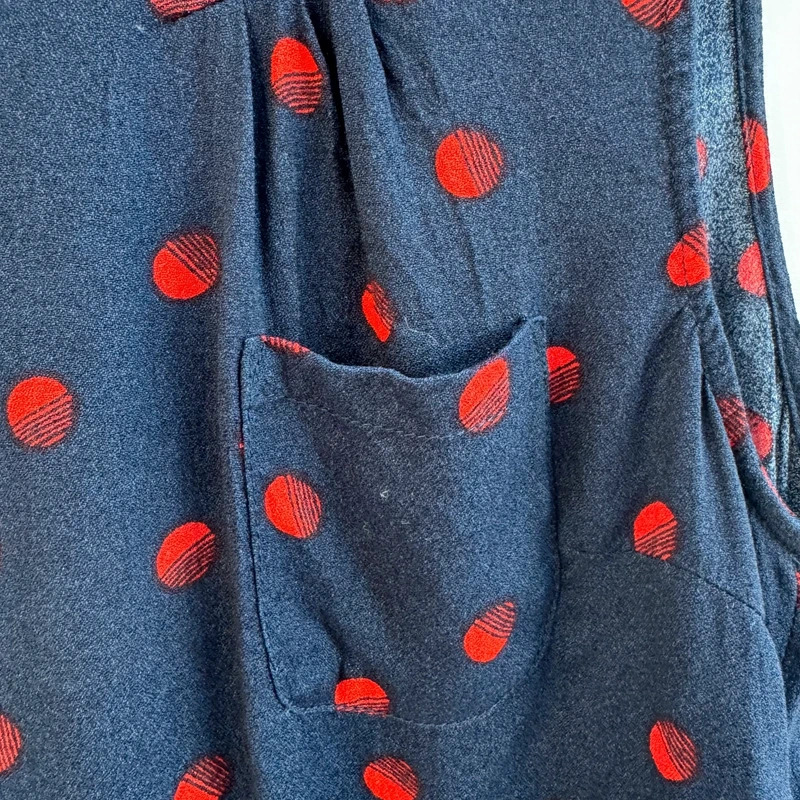 Jack Wills Navy Polka Dot Sleeveless Blouse Red Spot Top UK 12 US 8 - Image 2