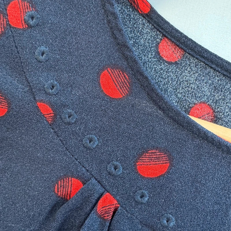 Jack Wills Navy Polka Dot Sleeveless Blouse Red Spot Top UK 12 US 8 - Image 4