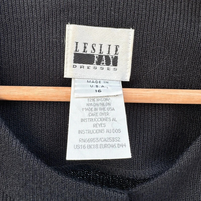 Vintage 90s Leslie Fay Black Embroidered Longline Cardigan Jacket UK 16 - Image 2