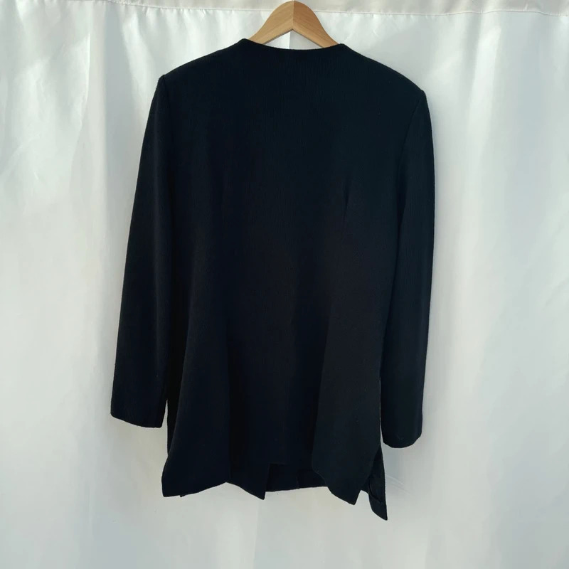 Vintage 90s Leslie Fay Black Embroidered Longline Cardigan Jacket UK 16 - Image 10