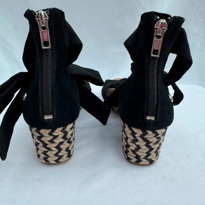 UGG Yarrow Black Canvas Espadrille Wedge Sandals UK5 EU38 Zip Back S/N1119992 - Image 6