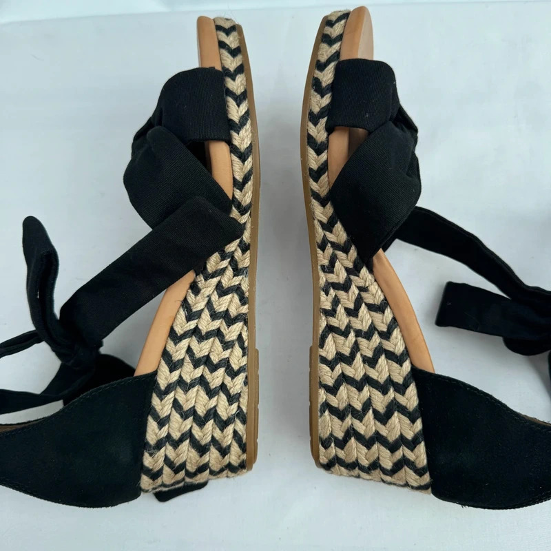 UGG Yarrow Black Canvas Espadrille Wedge Sandals UK5 EU38 Zip Back S/N1119992 - Image 7