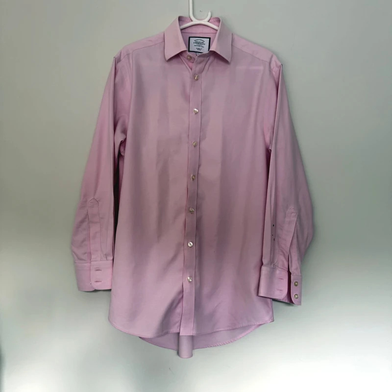 Charles Tyrwhitt Pink Non-Iron Classic Fit Cotton Shirt 15.5/39 Business Formal