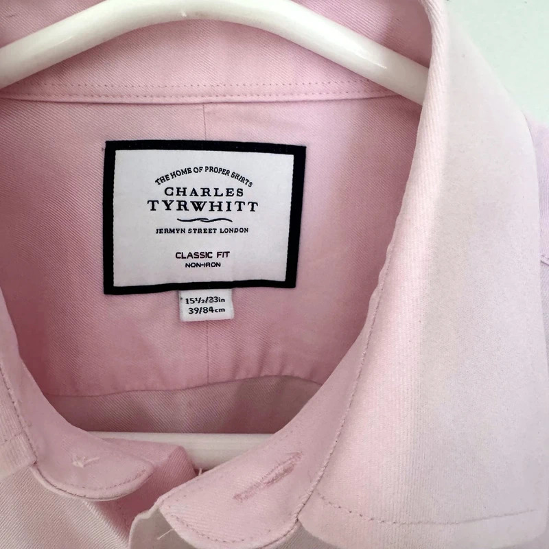 Charles Tyrwhitt Pink Non-Iron Classic Fit Cotton Shirt 15.5/39 Business Formal - Image 2