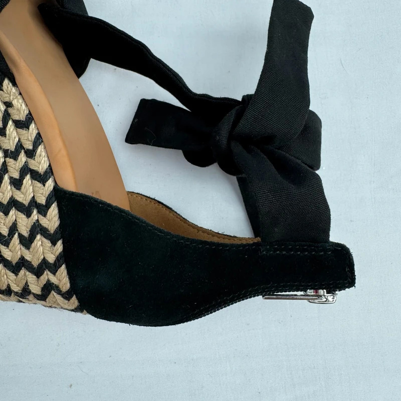 UGG Yarrow Black Canvas Espadrille Wedge Sandals UK5 EU38 Zip Back S/N1119992 - Image 8