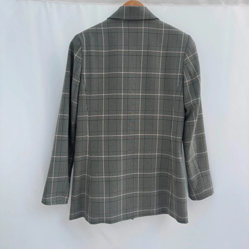 Label Lab Grey Check Tailored Blazer Jacket Pink Detail UK 10 Smart Workwear - Image 4