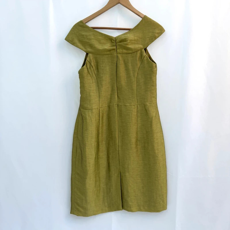 Kaliko UK 16 Chartreuse Olive Linen Dress Jacket Suit Wedding Occasion - Image 4