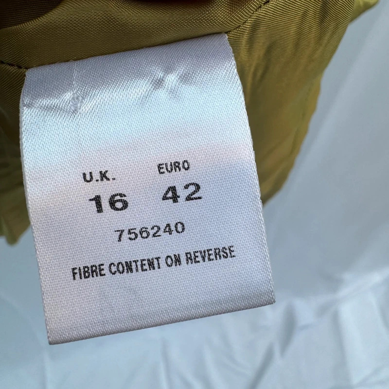 Kaliko UK 16 Chartreuse Olive Linen Dress Jacket Suit Wedding Occasion - Image 6