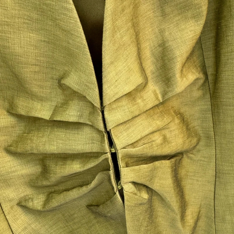 Kaliko UK 16 Chartreuse Olive Linen Dress Jacket Suit Wedding Occasion - Image 10