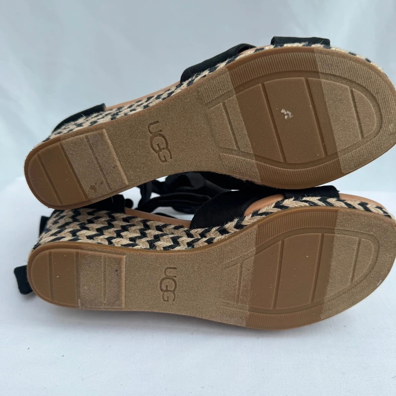 UGG Yarrow Black Canvas Espadrille Wedge Sandals UK5 EU38 Zip Back S/N1119992 - Image 10