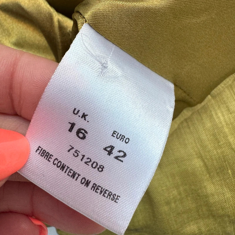 Kaliko UK 16 Chartreuse Olive Linen Dress Jacket Suit Wedding Occasion - Image 13