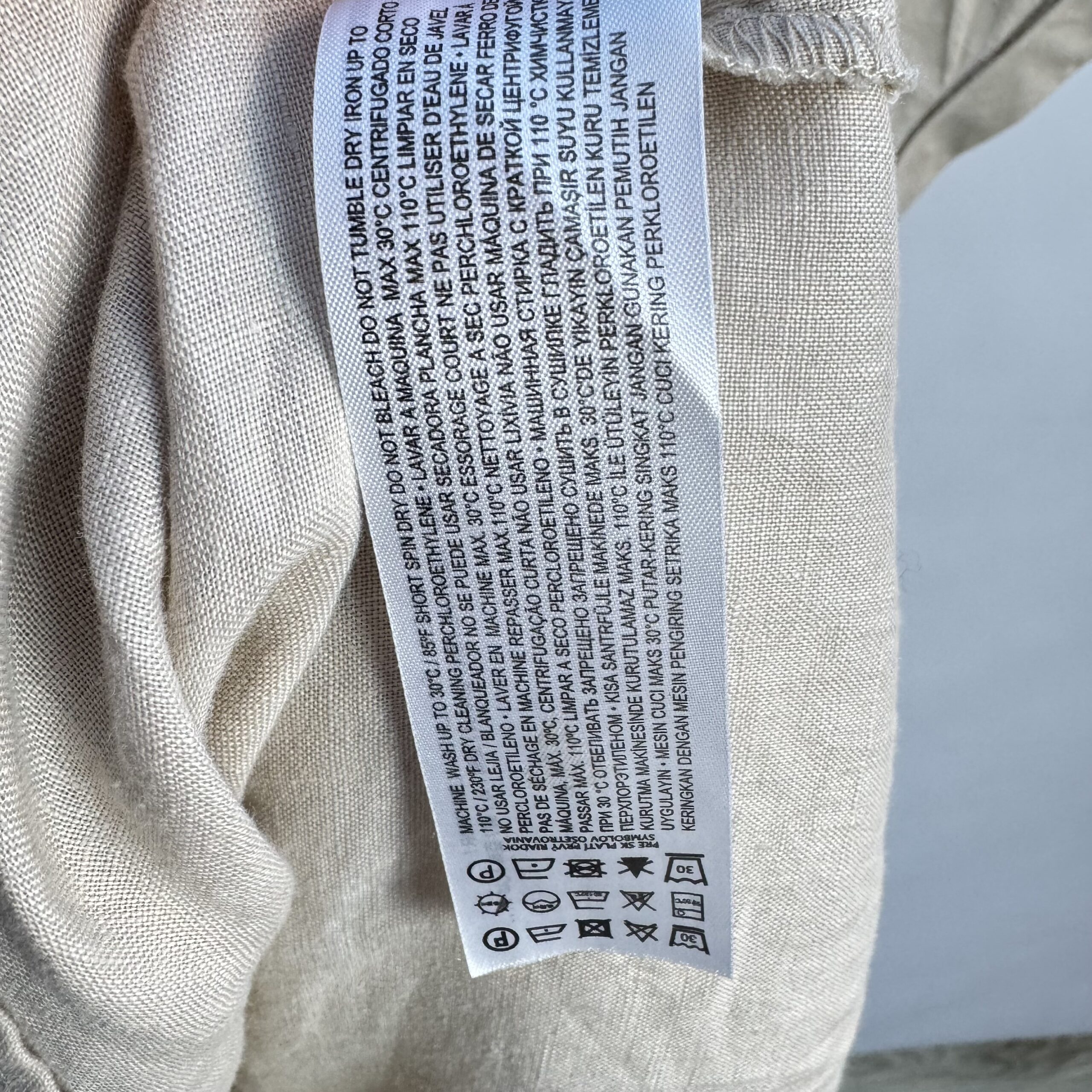 MNG Mango Beige Linen Blend Midi Dress UK 12 Belted V-Neck Neutral Occasion - Image 8