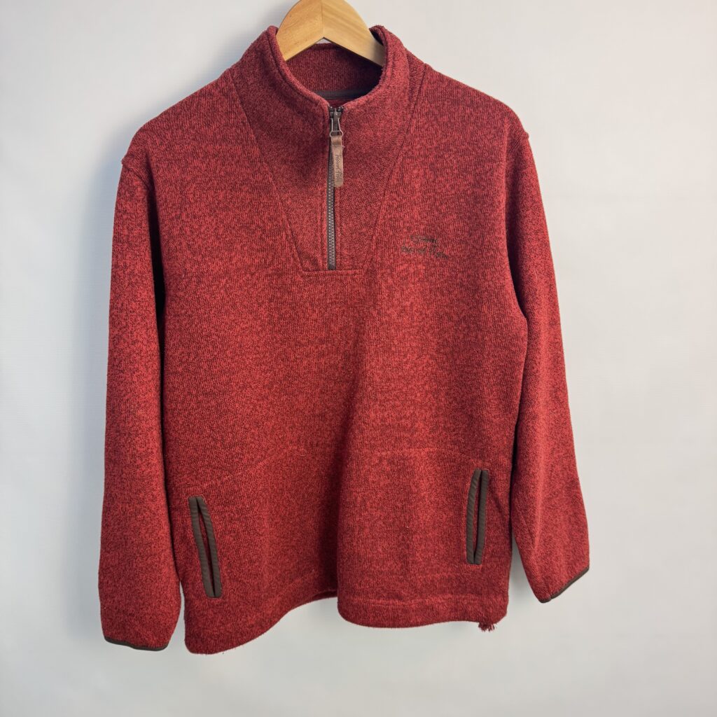 Weird Fish Men’s 1/4 Zip Knit Fleece Jumper Size S | Red Marl Outdoor Sweater