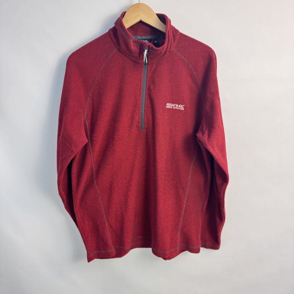 Regatta Great Outdoors Red 1/4 Zip Fleece Jumper Mens L Walking Hiking Layer