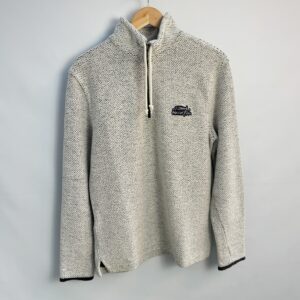 Weird Fish 1/4 Zip Jumper S White Grey Marl Waffle Knit Mens Pullover Casual