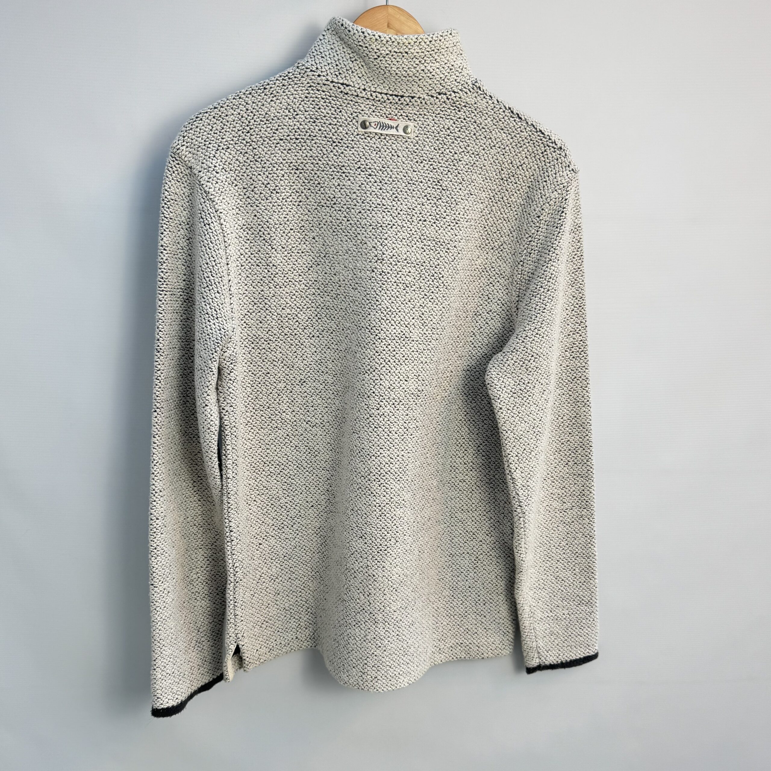 Weird Fish 1/4 Zip Jumper S White Grey Marl Waffle Knit Mens Pullover Casual - Image 5