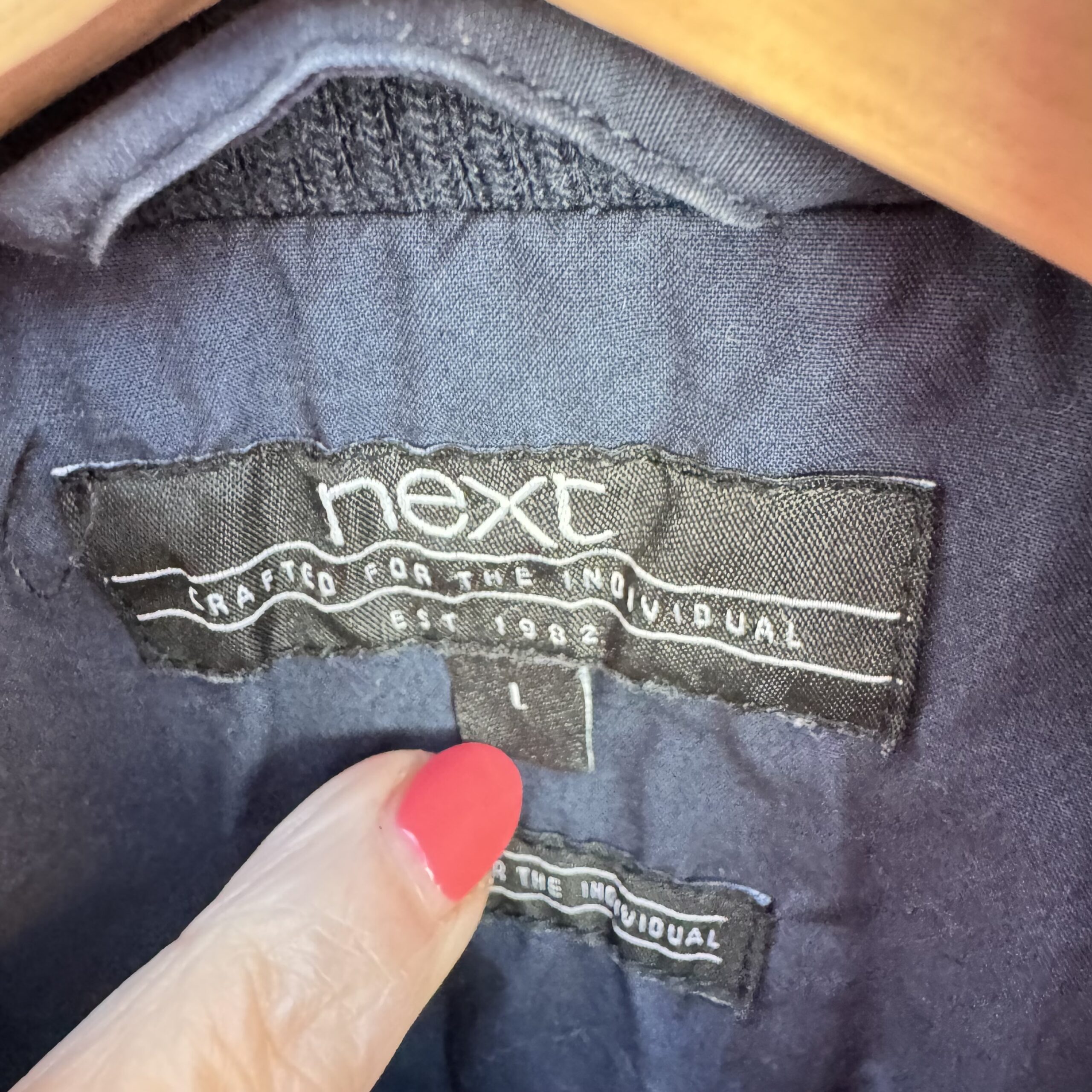 Next Jacket Mens L Navy Cotton Harrington Style Zip Button Casual Coat Large - Image 9