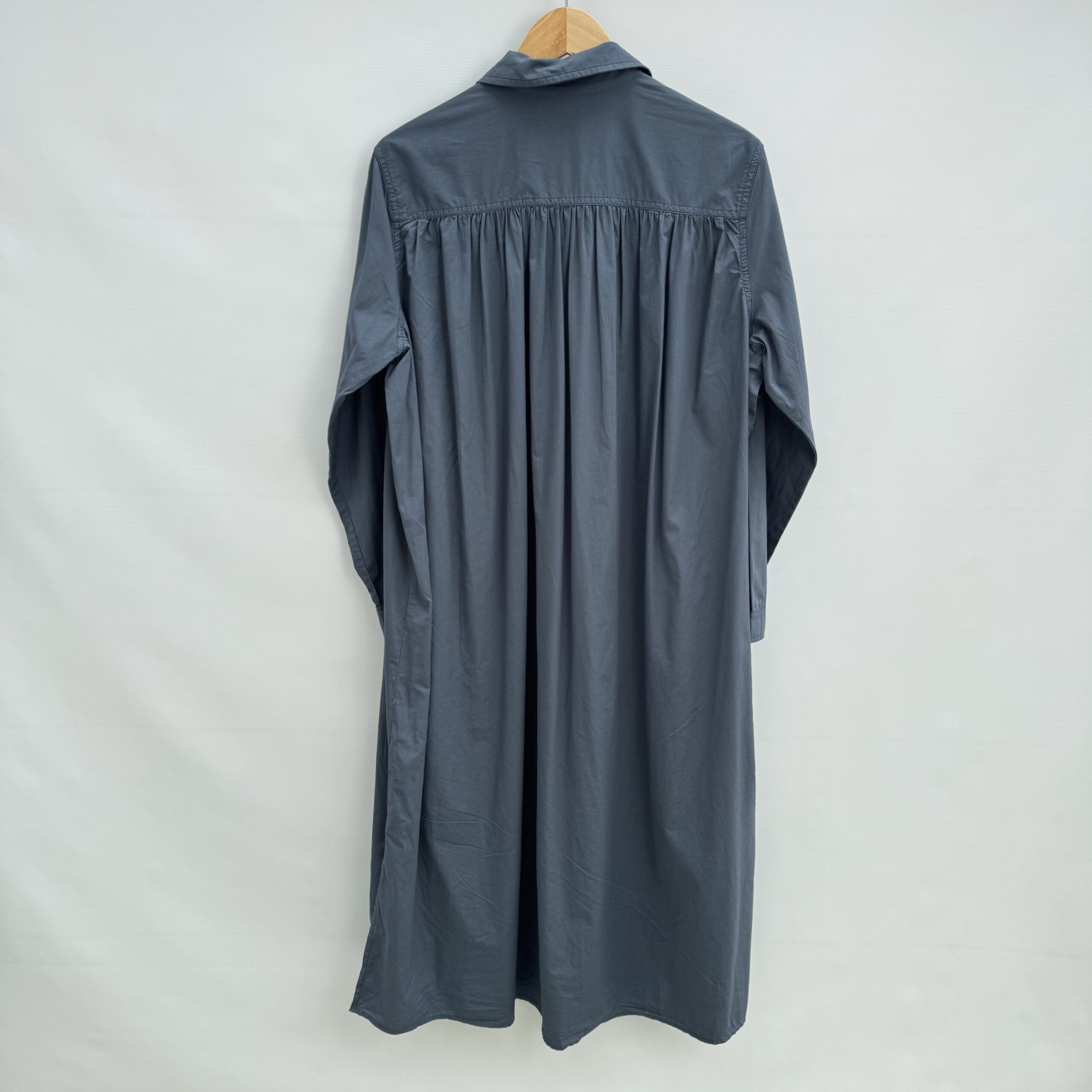 Project AJ117 Helene Slate Grey Organic Cotton Maxi Shirt Dress UK 12–14 - Image 2