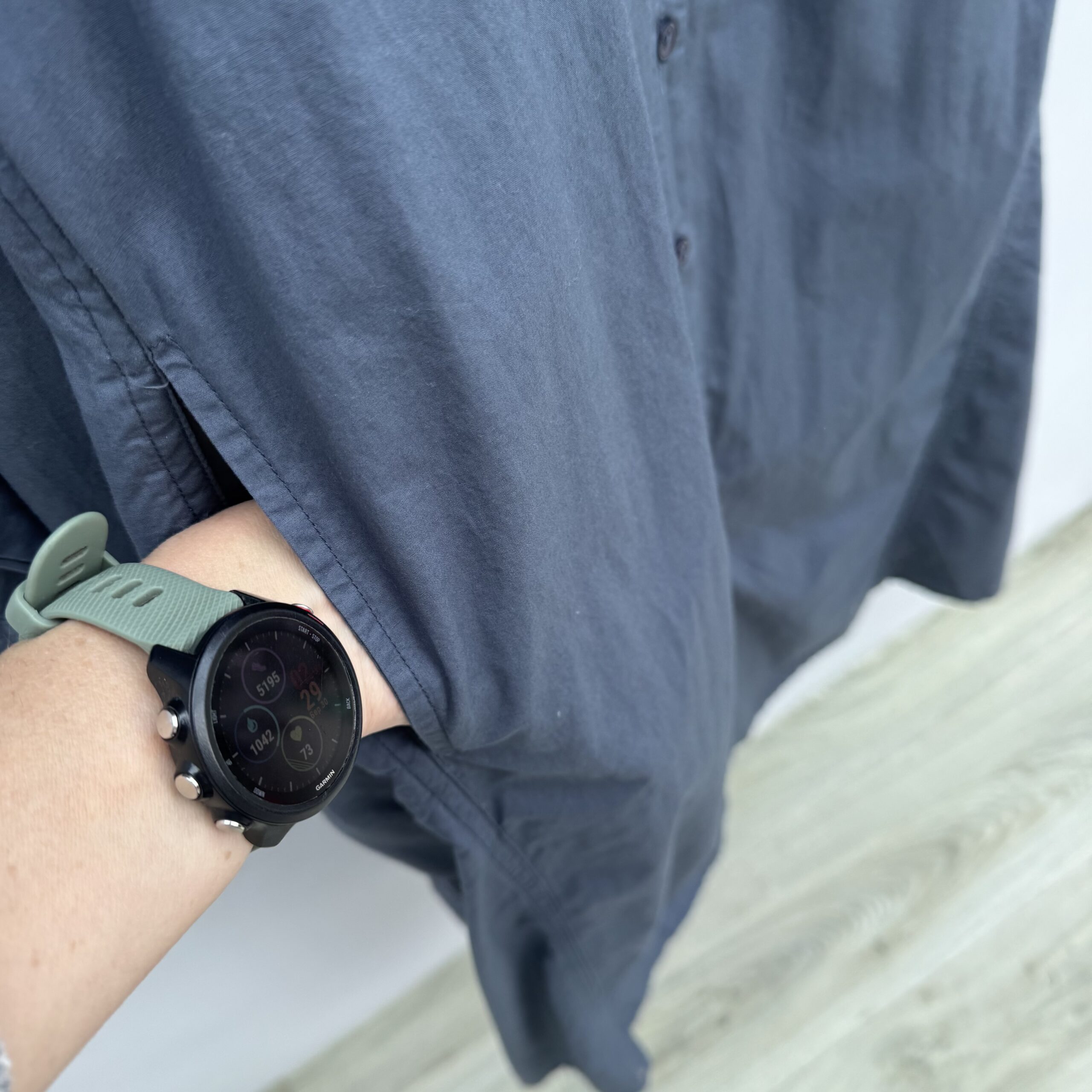 Project AJ117 Helene Slate Grey Organic Cotton Maxi Shirt Dress UK 12–14 - Image 4