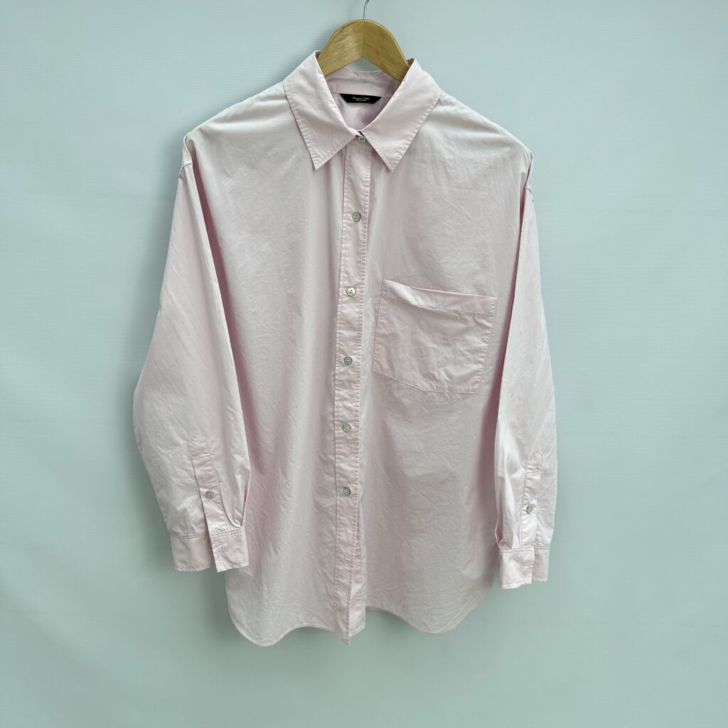 Massimo Dutti Oversized Shirt Pale Pink 100% Cotton UK 14–16 Size L Relaxed Fit