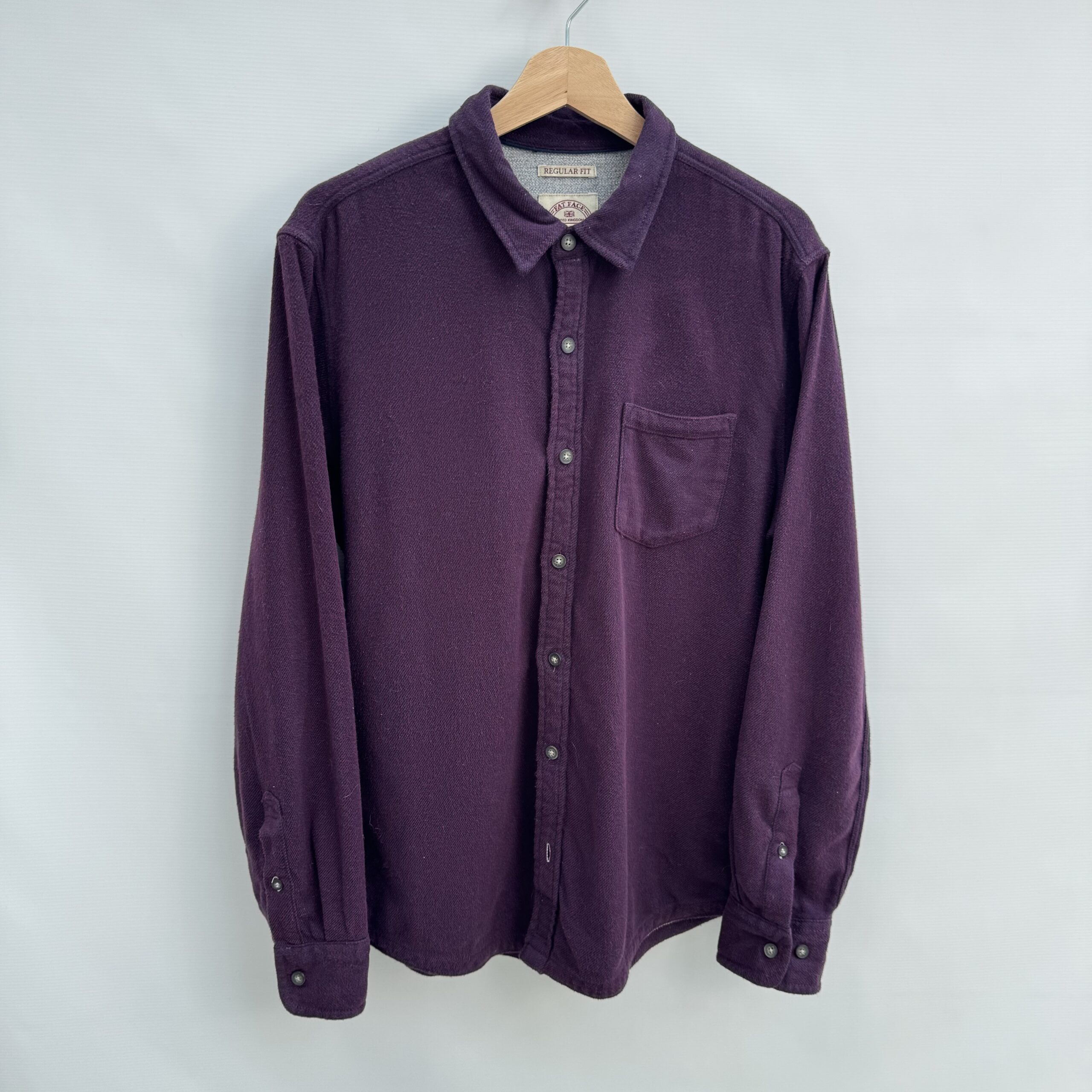 FatFace Men's Purple Raisin Cotton Jersey Overshirt Regular Fit Size Medium